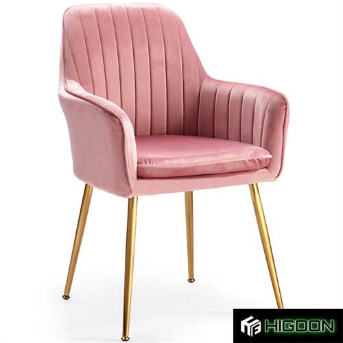 Luxury pink velvet dining armchair with cushion