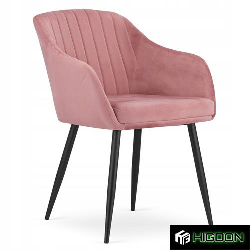 Comfortable pink velvet dining armchair