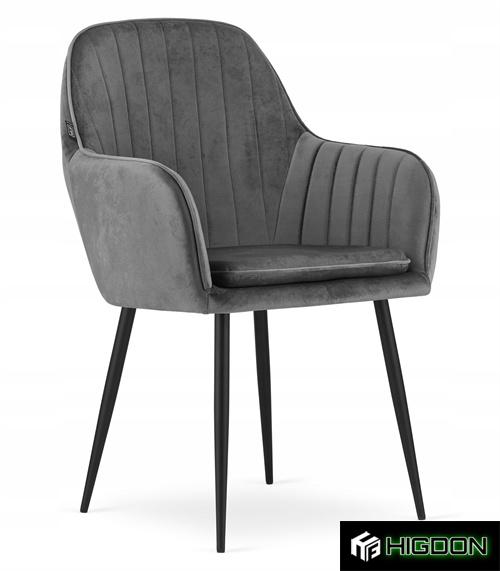 Stylish cushioned dark grey dining armchair