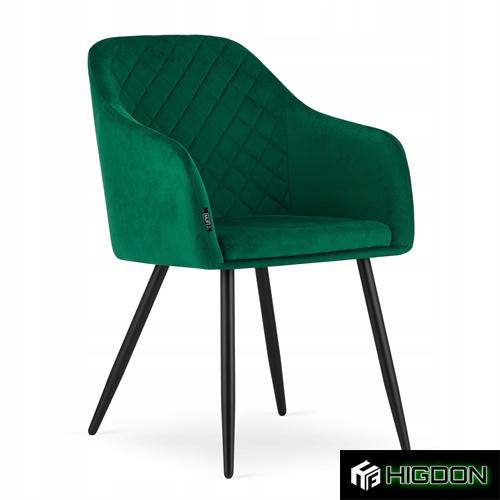 Luxury green velvet dining chair with armrest