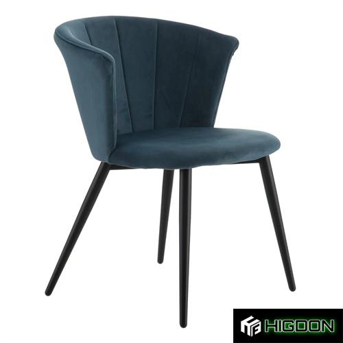 Versatile and stylish deep blue velvet dining chair