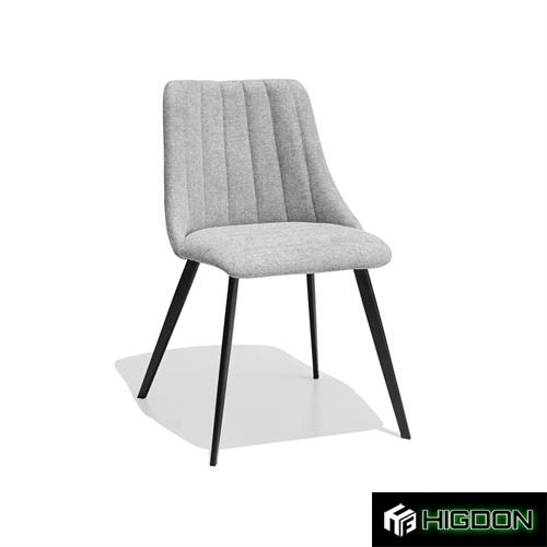 Armless Dining Chair with light grey fabric