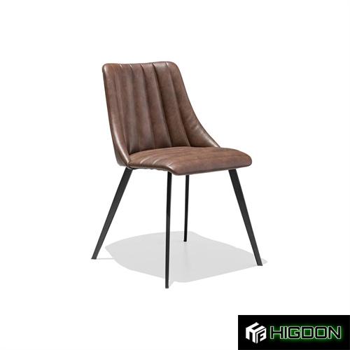 Armless Dark Brown Faux Leather Dining Chair