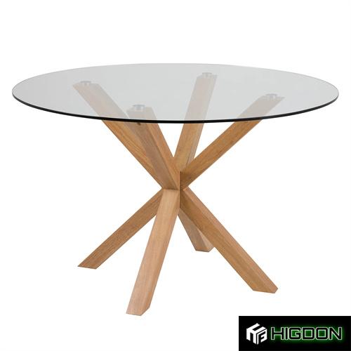 Round clear tempered glass dining table