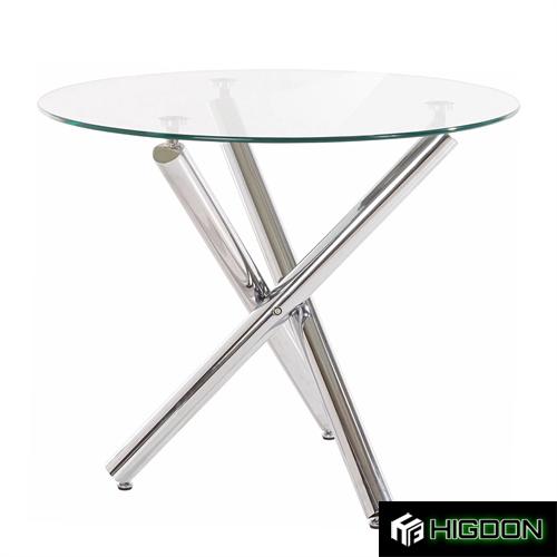 Modern round clear tempered glass dining table