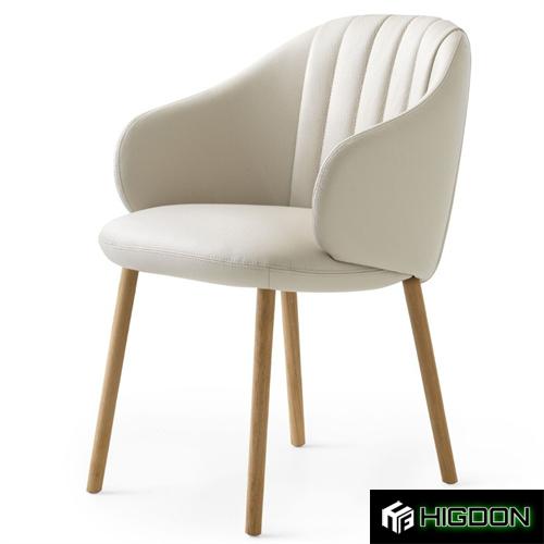 Beige faux leather dining armchair
