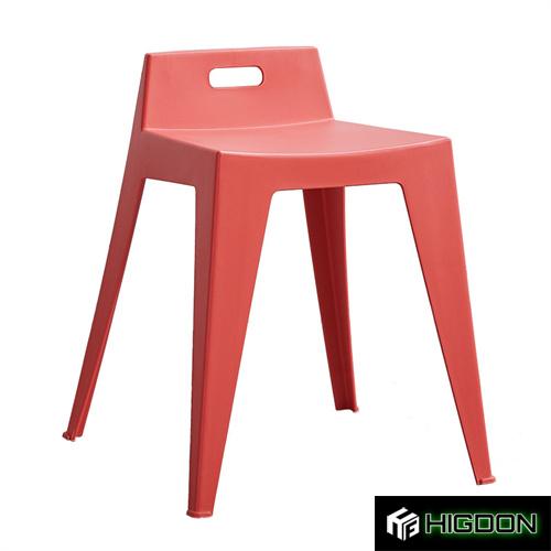 Short back stackable plastic stool